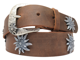 Ledergürtel mit Edelweiss