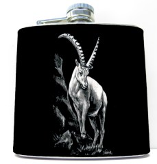 Flachmann Steinbock geschnitzt